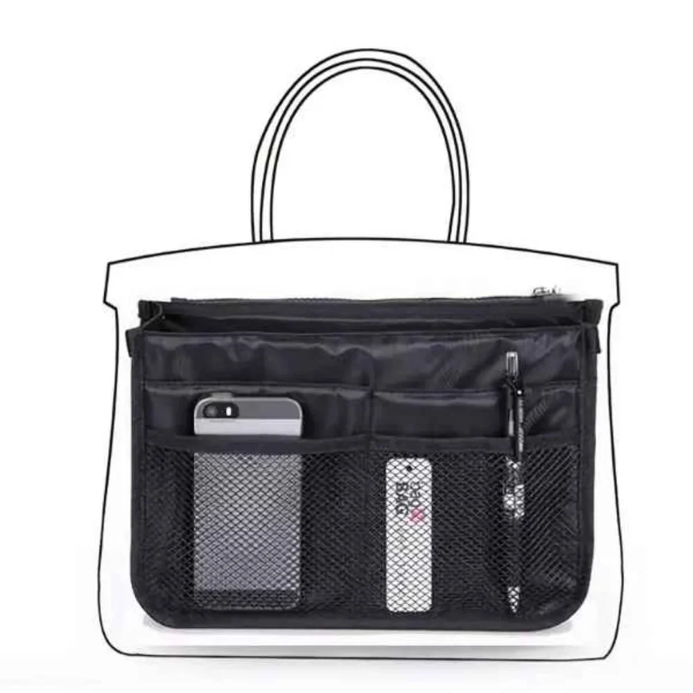 Organizer- Bag/ Drawer /Purse Insert/ Divider /Cosmetic Tote/ - Black & Gray NWT